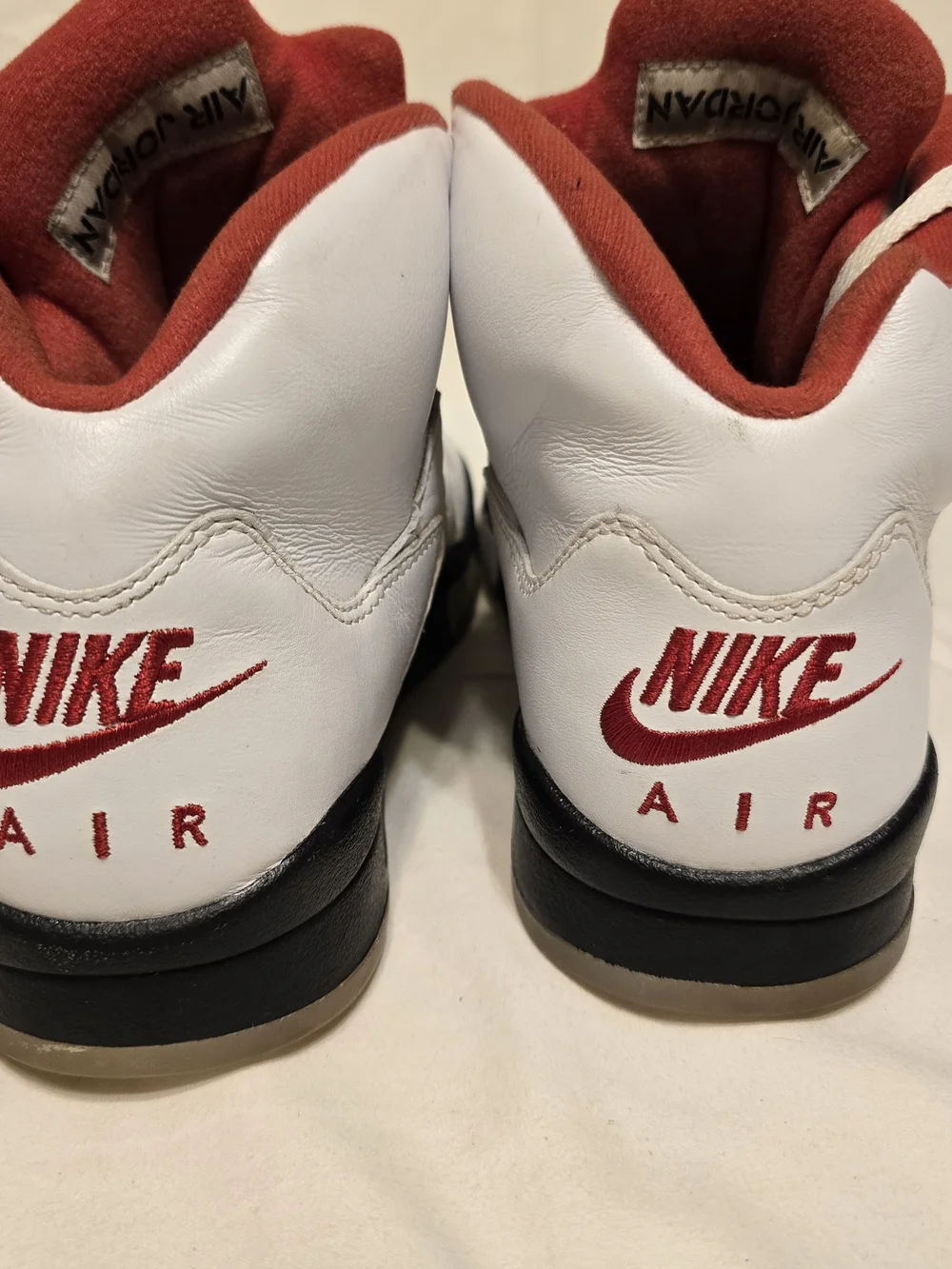Jordan 5 Retro White Red Men's Basketball Shoes